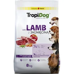 TROPIDOG Premium Adult Small Breeds su ėriena ir ryžiais 8kg photo