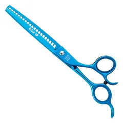 Geib Kiss Silver Blue Chunker 7.5 - vienpusės kirpimo žirklės, mėlyna apdaila, 21 dantis, Niebieski / 7,5" — 2 nuotrauka