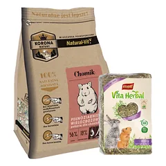 KORONA NATURY Natural-Vit maistas žiurkėnams 750g + VITAPOL Šienas stambiems graužikams 800g photo