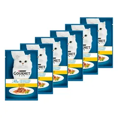 Purina Gourmet Perle kačių maistas mini filė padaže su vištiena 6x85 g