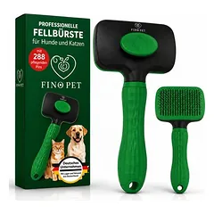 FinoPet Hundebürste Katzenbürste automatischer Selbstreinigungsknopf