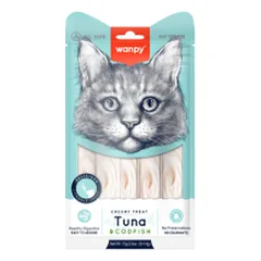 Wanpy Creamy Treats skanėstai katėms su tunu ir menke, 70 g