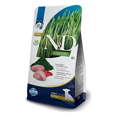 Farmina N&D Dog Grain Free Puppy S Jautiena, Spirulina bekarbonatinis sausas maistas šuniukams, nėščioms/laktuojančioms kalėms, 2 kg