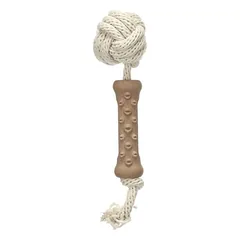 Flamingo Hundespielzeug Wilga Knotenball & Stick mit Seil braun