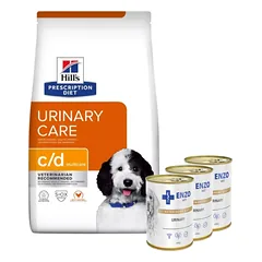 HILL'S PD Prescription Diet Canine c/d Urinary Care 4kg + ENZO VET Urinary nuo šlapimo takų ligų su vištiena šunims 3x400g