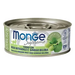 Monge Supreme Tuna With Brown Rice & Ginko Biloba Sterilised konservai sterilizuotiems suaugusiems katėms, 80 g — 1 nuotrauka