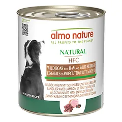 Almo Nature HFC Natural drėgnas maistas suaugusiems šunims su šernienos mėsa, kumpių ir miško uogomis, 290 g
