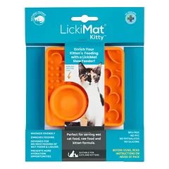 LickiMat Kitty - lėto maitinimo kilimėlis kačiukams ir suaugusioms katėms, su įmontuotu dubenėliu nuotrauka