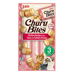 Churu Bites suktinukai su tunu ir lašiša skanėstai katėms, 3 vnt.
