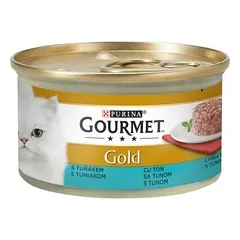 Gourmet Gold Savoury Cake jautiena/ su vištiena/ su tunu/ su lašiša konservai katėms 24x85g, 24 x 85 g — 2 nuotrauka