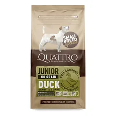 Quattro Junior Small Breed Duck sausas maistas šunims, 1.5kg parduotuvėje petreon.lt