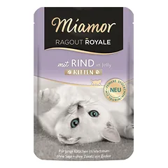 MIAMOR Ragout Royale in Jelly Beef Kitten jautienos želė paketėlis kačiukams 100 g nuotrauka