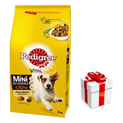 PEDIGREE Adult 2kg (mažų veislių) - sausas maistas šunims su vištiena ir daržovėmis + STAIGMENA ŠUNIUI