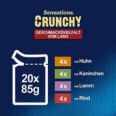 Felix „Sensations Crunchy“ maišeliai, drėgnas maistas katėms 20 x 85 g + 80 g priedas, 80 - 99 g — 4 nuotrauka