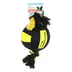 Flamingo dog toy Matchball Aqua Ball with rope Black & Yellow Ø 13 cm