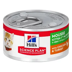 Hills Science Plan Kitten 1st Nutrition Mousse ėdalas kačiukams su vištiena ir kalakutiena 82g kons.