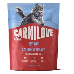 CARNILOVE ACTIVE Cat Salmon & Turkey Large Breeds begrūdis sausas maistas didelių veislių katėms, 400 g