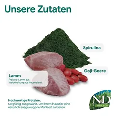N&D Dog Spirulina Adult Medium/Maxi su ėriena, sausas maistas šunims, 5 - 9,9 kg — 3 nuotrauka