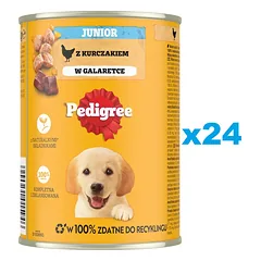 PEDIGREE Junior 24x400g drėgnas visavertis ėdalas augantiems šunims su vištiena drebučiuose