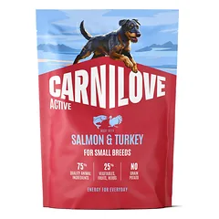 Carnilove Active Dog Salmon & Turkey Small Breed sausas maistas smulkių veislių šunims su lašiša ir kalakutiena, 1,5 kg