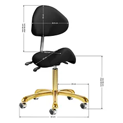 Giovanni 1004 Gold Black - reguliuojama kirpimo kėdė su auksine rodeo sėdyne, juoda, 3 — 2 nuotrauka