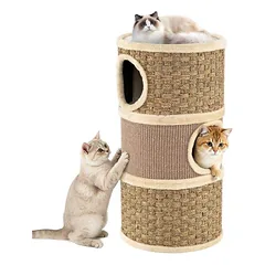3 aukštų kačių namelis su draskykle, 70 cm, rudas