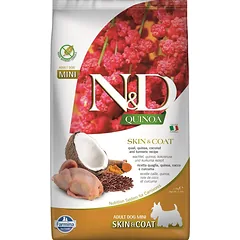 FARMINA N&D Quinoa Dog Skin&Coat Adult Mini quail, coconut 2.5 kg putpelės ir kokosas