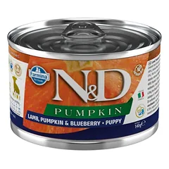 FARMINA N&D Pumpkin Puppy Lamb 140 g su ėriena, moliūgais ir mėlynėmis šuniukams