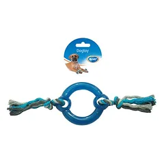 Duvo+ Hundespielzeug Knot Baumwolle Ziegenring & Plastikring grau/blau