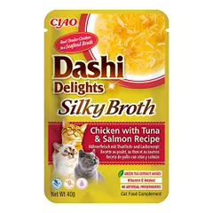 INABA Cat Dashi Delights Silky Broth Vištiena, tunas ir lašiša 40g parduotuvėje animu.lt