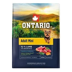 Ontario Adult Mini su ėriena ir rudaisiais ryžiais, sausas maistas šunims 2,25 kg
