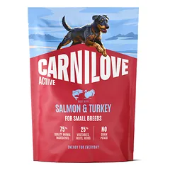 CARNILOVE Active Salmon&Turkey Adult Small Breed sausas pašaras m.veislių šunims su lašiša, 1,5 kg