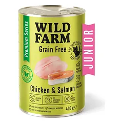 WILD FARM Premium Grain Free Chicken and Salmon Junior 400g - kačiukų ėdalas be grūdų