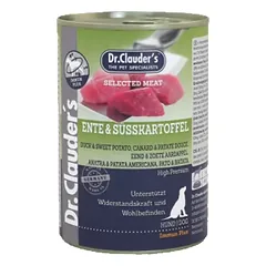 DR. CLAUDER’S drėgnas maistas šunims su antiena ir saldžiomis bulvėmis 6x400g