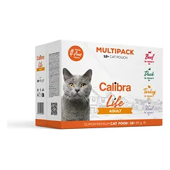 CALIBRA Cat Life pouch konservų maišeliuose suaugusioms katėms rinkinys, 12x85g