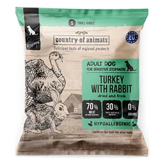 COUNTRY OF ANIMALS Turkey with Rabbit M 50g kalakutas su triušiu, sausas maistas šunims