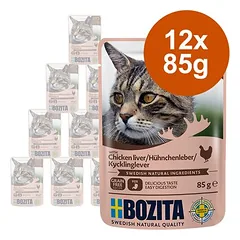 Bozita kąsneliai drebučiuose, maišeliai 12 x 85 g, drėgnas maistas katėms
