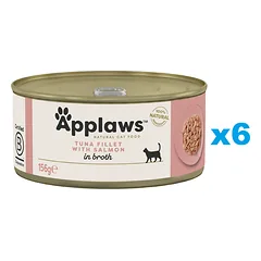 APPLAWS Cat Adult Tuna with Salmon in Broth tunas su lašiša sultinyje 6x156 g