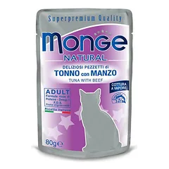 Monge Natural Pouches Tuna In Jelly With Beef konservai katėms, 80 g