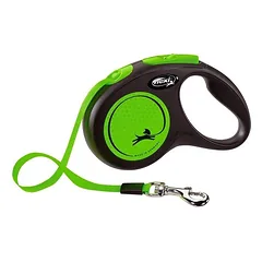 FLEXI Naujas neoninės žalios spalvos pavadėlis S - nuo 5 m iki 15 kg - juosta