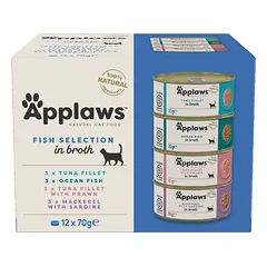 APPLAWS Cat Tin Multipack 12 x 70g Fish Collection kačių šlapias maistas su žuvimi