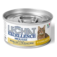 Lechat Excellence Mousse Sterilised Chicken And Livers drėgnas maistas sterilizuotoms katėms su vištiena ir kepenėlėmis, 85 g — 1 nuotrauka