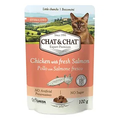 Chat & Chat Sterilized Cat Chicken with Salmon, kapsička 100 g