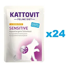 KATTOVIT Feline Diet Sensitive vištiena ir kalakutiena 24 x 85 g