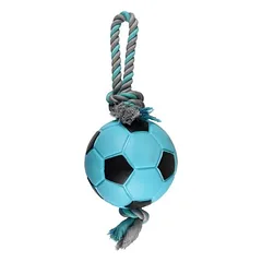 Flamingo Hundespielzeug TPR Sporty Fußball + Seil blau