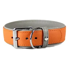 Das Lederband Hundehalsband New York orange/stone