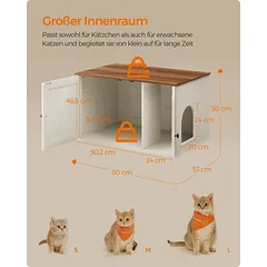 Kačių namelis su išimama pertvara 80 x 53 x 50 cm — 4 nuotrauka