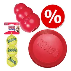 KONG ekonominis rinkinys: frisbis, KONG Classic, teniso kamuoliukai