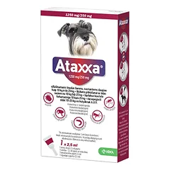 Ataxxa užlašinamas tirpalas šunims nuo erkių, blusų ir uodų, (10–25 kg), 1250 mg/250 mg