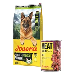 JOSERA High Protein Adult Chicken 12,5kg aukštos energetinės vertės ėdalas sportiniams šunims + 800 g skardinė NEMOKAMAI